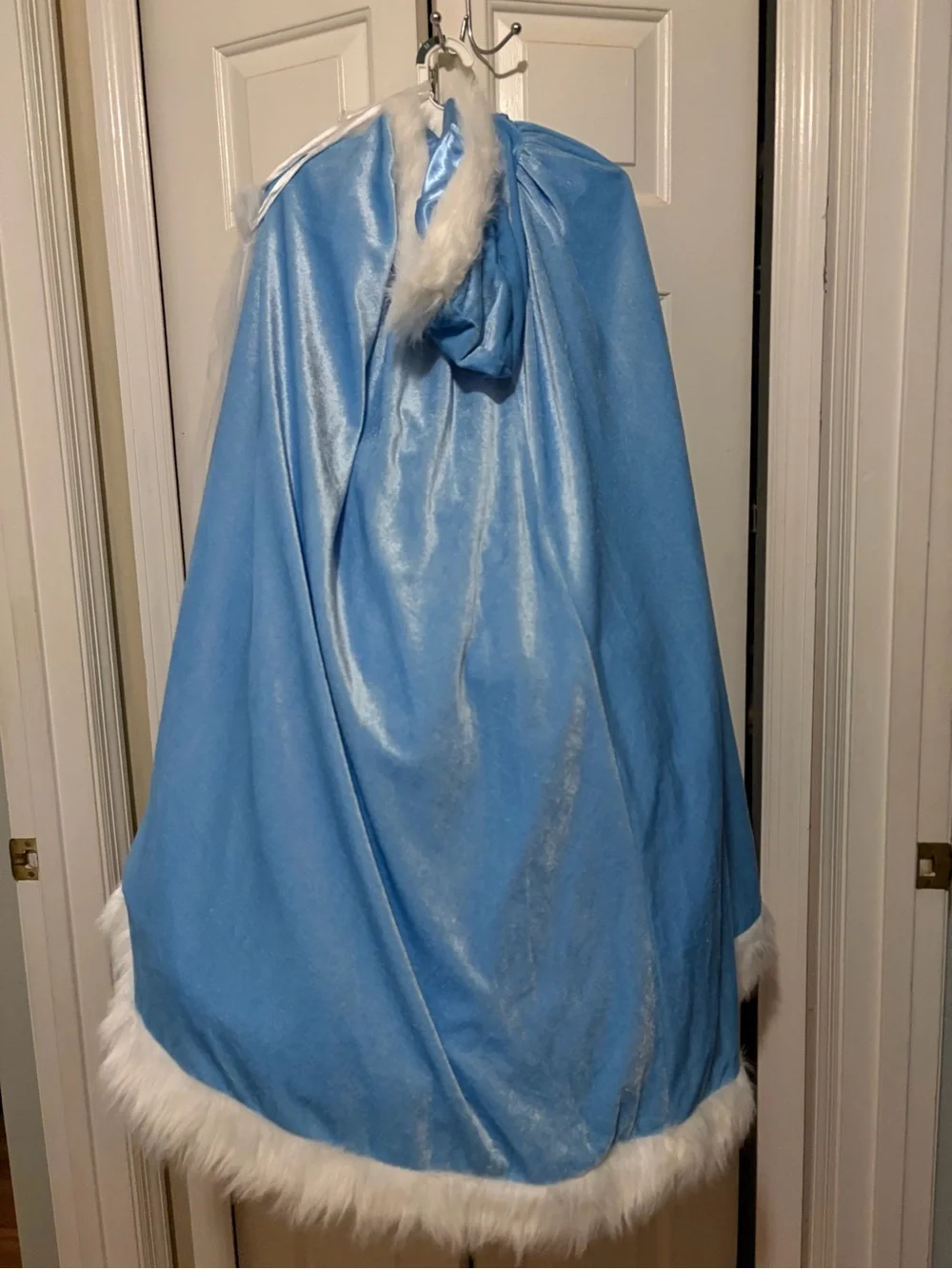 Blue Princess Cape and Gown Kids Costume with White Trim